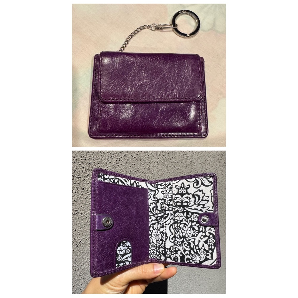 Hobo Slim Purple Leather Card Keychain Wallet